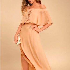 Somedays Lovin' Nude Off-the-Shoulder Midi Dress